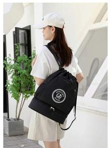 MOCHILA DEPORTIVA UNISEX, BOLSA DE VIAJE IMPERMEBLE MULTIFUNCIONAL - Blanco y Negro - Ver 3