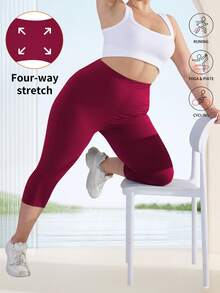 7-Inch Women's Leggings Women's High-Waisted Leggings Soft Women's Yoga Pants With Abdominal Control Women's Gym Workout Running Leggings - Màu Đỏ Sâu - Xem 5