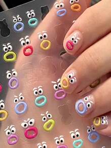 Modische Dopamin Mädchen süße lustige Monster Nail Art Aufkleber, Glas Finger dekorative Aufkleber für Scrapbooking, Wassergläser, Planer