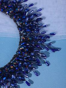 1件水晶紫色发箍公主生日皇冠，深色正式礼服哥特式头饰，新娘水钻婚礼发饰，节日派对珠宝情人节配饰 - 寶藍色 - 查看 5