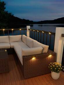 4pcs Outdoor Solar Deck Step Light, IP65 Waterproof Solar Deck Light, Solar Fence Light, Solar Step Lights Led Solar Powered Lights, Used For Outdoor Stairs, Fences, Gardens, Balconies, Yards, Terraces, And Channel Decoration - Warm White LED Light, Thanksgiving Gift