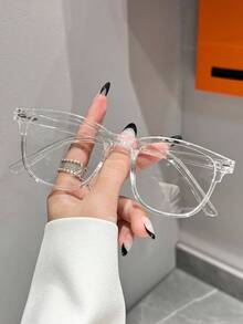 1 Pc Unisex Fashion Stylish Light Computer Glasses Cute Casual Classic Design Suitable For Daily Office And School Use - Multicolor - View 3