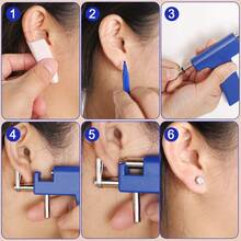 Ear Nose Piercing Kit Tool Stainless Steel Body Ear Navel Machine With 5 Pairs Stud Earrings Jewelry Set - White - View 4