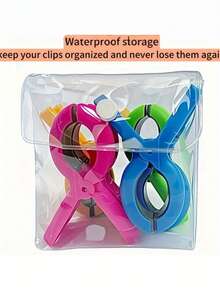 沙滩巾夹、塑料衣夹、防风沙滩巾夹、衣架夹、衣钉、强力弹簧夹、沙滩椅毛巾夹、袜子衣夹、大号塑料衣夹、塑料衣夹，用于固定毛巾、毯子、被子、晾衣绳上的衣服、日光浴床椅、泳池椅、巡航用重型衣服夹，多种颜色，颜色随机，适合家庭和旅行使用 - 彩色 - 查看 7