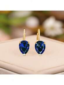 1 Pair Elegant Exquisite Women's Stud Earrings,Sparkling Water Drop Shape Design For Daily & Party Wear, Chic Jewelry Gift For Her, Casual Jewelry (No Box) - hoa tai - Xem 2