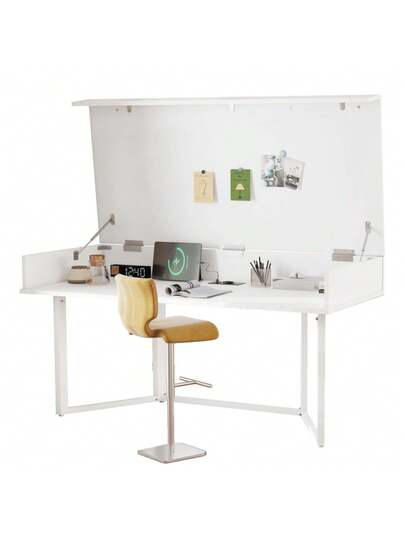 Folding Bureau 120*55cm Multifunctional, Foldable, European Plugs, Clamshell To Hide Clutter Families Cats Babies view 3
