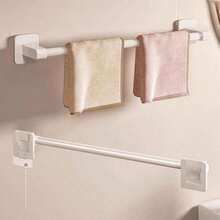 Stick-On No-Punch Hollow Towel Rack, Easy To Install, Super Sticky, Durable Other Materials, Wall-Mounted Towel Rack, Space-Saving Bathroom Accessory - White - View 2