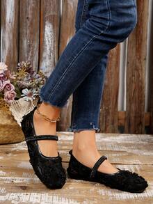 Modische & elegante Damen Lässig Mary Jane Ballerinas, leicht & atmungsaktiv, geeignet für Abendkleider, Partys