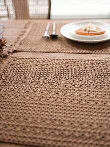 1 pieza Camino de mesa estilo vintage americano, unicolor caqui tejido con borlas naturales, rectangular para mesa de café, soporte de TV, fiesta, cumpleaños, decoración de mesa de comedor, para todas las estaciones, decoración de otoño, decoración de la habitación