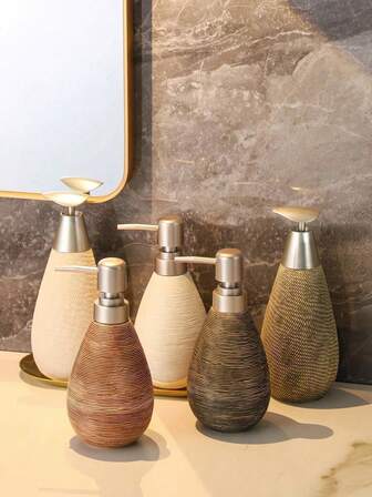 1 pieza Dispensador de jabón de cerámica blanca con estilo retro, botella recargable para gel de ducha y champú, accesorios decorativos para baño, cocina, hotel y dormitorio