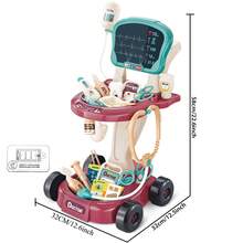 1pc Kids Doctor Playset, Medical Station Pretend Play Set For Boys And Girls, 29 Accessories With Lighted Mobile Cart, Eye Chart, Thermometer, Stethoscope, Pulse Oximeter, Great Gift For Toddlers