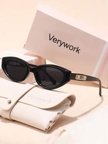 Verywork 1/2 Pairs Women's Plastic Geometric Small Frame Classic Elegant Modern Minimalist Fashion Glasses, Suitable For Street Style, Tropical Beach Vacation, Dates, And Ideal Accessory For All Face Shapes, Also Great For Summer Beach, Outdoor Activities, Travel, College/Campus Style, And Back-To-School Season