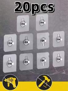 1/10/20/30 件透明亚克力相框挂钩，重型自粘式墙钩，用于挂画框、画作，无需钻孔，适用于浴室和厨房瓷砖、玻璃、木材、金属墙壁 - 彩色 - 查看 8