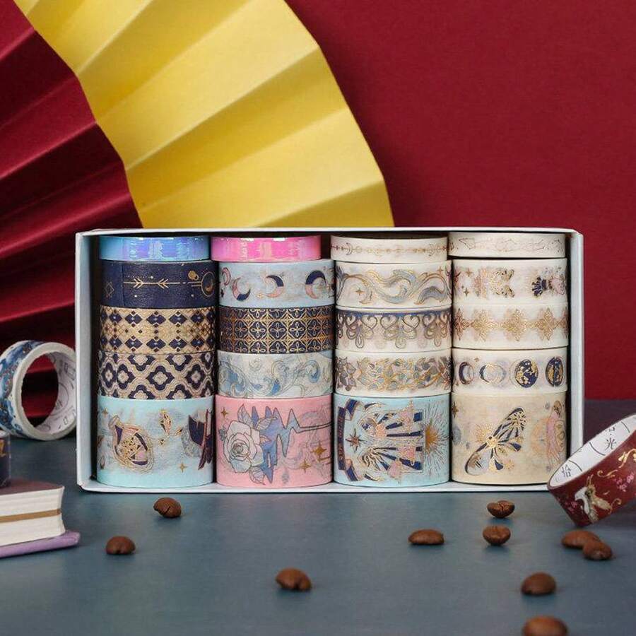 20PCS Chinese Style Stickers Tape Various Printing DIY Craft Decorative Sticker For Phone DIY Crafts Scrapbook Art Journal