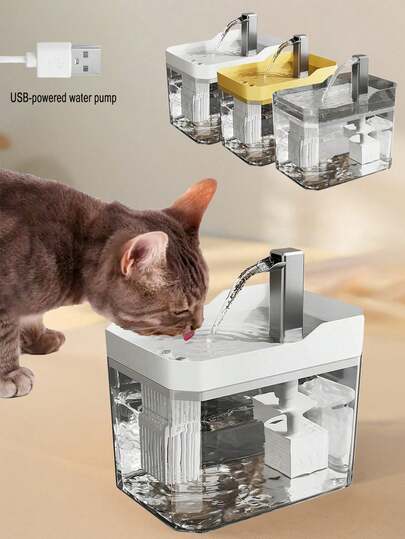 1pc Automatic Cat Water Fountain, Transparent Cat Water Dispenser, USB Powered Circulating Filter Water Fountain With Silent Water Pump, 1.5L/50.73 OZ, Suitable For Cats And Small Dogs (Non-Rechargeable, Requires USB Plug-In Use)