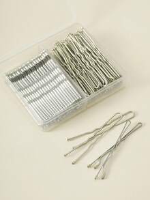 100个发夹套装，带收纳盒，金属发夹，女士发饰，法式U型夹和普通夹子，收纳盒（黑色/棕色/金色/银色），爪夹，美发造型套装，礼品，夏季，假日，旅行，头部饰品 - 100組合套裝 - 查看 3