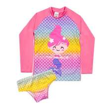 Children's Beach Kit Printed Bikini + UV50 Shirt Sun Protection Girl Summer Pool (1 To 6 Years) - Dusty Pink - View 3