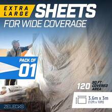 12 X 10 FT 1 Pack Extra Large Painter's Drop Cloth - Light And Durable Dust Cover - Clear Plastic Sheet - Paint Drop Cloth - Floor Protector-169028 - 重型-1 包 - 查看 5