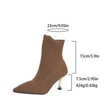 Women's Pointed Toe High Heel Ankle Boots, Elegant Stiletto Heel Design, Solid Color Fabric, Versatile And Fashionable, Suitable For Daily Wear, Parties, And Office Commute