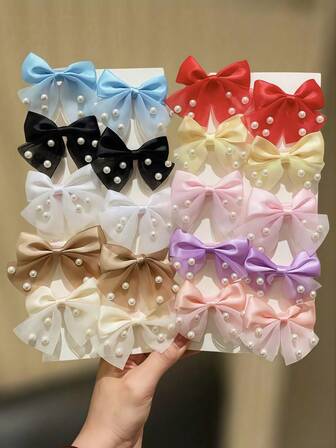 20pcs/Set Faux Pearl Satin Bow Hair Clips Set, Elegant Faux Pearl Meets Silky Satin, Multi-Color Options Suitable For Girls And Women, Versatile For Casual, School, Commute, Dates And Gatherings, High Cost-Performance,Fall,Hair Accessories,Hair Accessories For Women,Travel,Hair Accessories,Accessories Women,Hair Accessory,Hair Accessories Women,Hair Tools,Hair Stuff,Beauty Accessories,Gifts,Travel,Gifts For Women,Hair Stuff,Stocking Stuffers,Stocking Fillers,Stocking Stuffers For Women,Stocking Fillers WomenChristmas Gifts,Christmas Stocking Fillers,Gifts For Women,Stocking Stuffers For Adults,Stocking Fillers For Adult,Hair Stuff,Women's Accessories,Stocking Stuffer,Coming-Of-Age Hair Accessory,Christmas Hair Accessories,Gift Ideas For Women,Beauty Stocking Fillers,Christmas Gifts For Women, Head Accessories, Hairpin