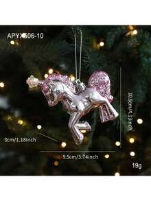 1pc New Pink Plastic Hanging Ornament, Glitter Cartoon Christmas Ornament, 3D Christmas Tree Window Decor, Christmas Decoration Set Includes Santa Claus, Snowman, Reindeer, Snowflake, Candy Cane With Hanging Rope, Suitable For Christmas Tree, Thanksgiving, New Year, Winter, Universal Holiday Decor. Due To Handmade Nature, Minor Scratches, Glitter Shedding Or Color Fading May Occur But Won't Affect Normal Use. Merry Christmas! - Multicolor - View 6
