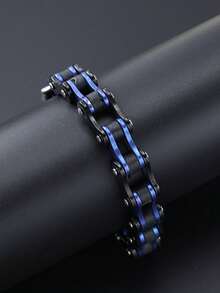 1 pièce Bracelet chaîne de vélo, bijou de main en acier inoxydable pour hommes et femmes, poli et coloré, style punk hip-hop, cadeau pour petit ami et petite amie - bracelet chaîne - Voir 13