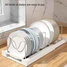 One Piece Kitchen Cookware Storage Rack, Including A Pot Lid Holder, A Tableware Draining Rack, And A Cookware Storage Rack. Expandable Pans Organizer Rack 7 Adjustable Compartments Dish Storage Rack Pot Lid Organizer Pots Holder Kitchen Utensils Rack. It Can Be Placed On The Countertop Or In The Drawer, Saving Space And Being Multi-Functional - Multicolor - View 10