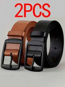 2条装新款时尚奢华男士腰带，PU皮革材质，金属针扣，高品质知名品牌设计师腰带，尺码齐全，适合S码及以上男士，是秋季、万圣节、秋冬季的理想礼物配饰，也适合青少年、青年、男士，休闲、户外、运动、度假、毕业、生日、日常穿着。 - 黑色+棕色 - 查看 9