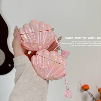 For AirPods Series And HUA WEI Series And Sam Sung Series Pink Shell Style Earphone Protective Case Compatible With AirPods 1/2/3/4/Pro/Pro2 And HUA WEI 5i/6i/SE2/SE3/Pro3/Pro4/Clip And Sam Sung Galaxy Buds 3/Buds 3 Pro Designed For Girls