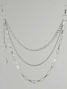 1 buc lanț metalic cu decor lunar multistrat în stil punk pentru bărbați, cadou ideal pentru petreceri în aer liber