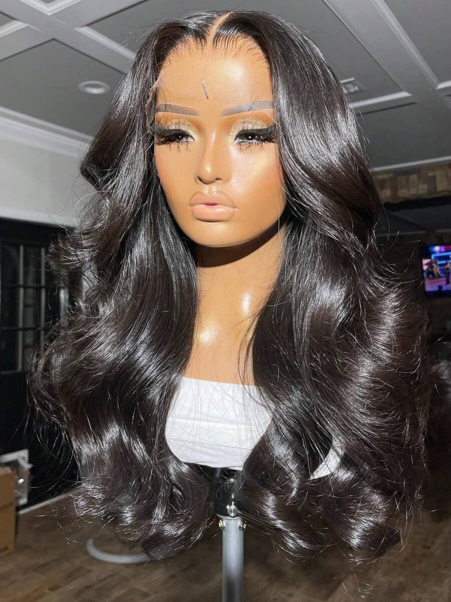 Black Lace Front Wig Body Wave Human Hair 13x4 HD Transparent Lace Front Wigs Human Hair Pre Plucked With Baby Hair 250% Density Body Wave Glueless Human Hair Wigs For Women - Natural Black - 查看 1