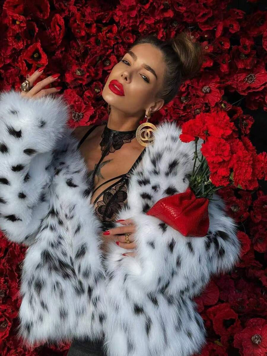 Chaqueta nueva de otoño/invierno con estampado de leopardo de piel sintética, abrigo de parka esponjoso