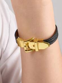 1 件时尚皮革手链，简约装饰腕带，可调节珠宝，适合日常佩戴，高品质圣诞礼物