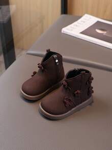 1双儿童靴，女童秋冬踝靴，新款中小童靴，公主筒靴，婴儿鞋 - 棕色 - 查看 2