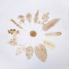 12 Peças Folha de Ouro Artificial Decoração de Casa e Casamento DIY Planta Artificial Decoração de Natal