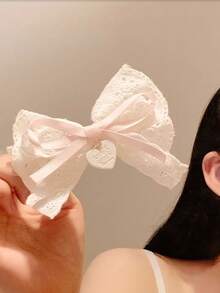 4 peças/2 peças Conjunto de Presilhas de Cabelo com Laço Branco de Renda Branca, Presilha Lateral Lolita, Presilha de Jacaré, Acessórios de Cabelo, Presilhas de Garra, Presilhas de Cabelo, Grampos de Cabelo, Barretes de Cabelo, Presilha de Bico de Pato, Presilhas para Cabelo, Moda de Outono