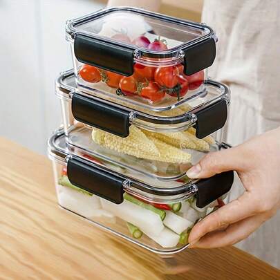 1pc Airtight Food Storage Container, Clear Plastic With Easy Lock Lid, Suitable For Grains, Rice, Pasta, Flour, Sugar, Kitchen Supplies Storage,