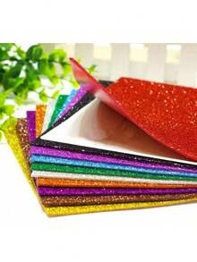 5 hojas de papel de espuma con brillo de tamaño A4 con respaldo autoadhesivo de colores aleatorios - Multicolor - Ver 2