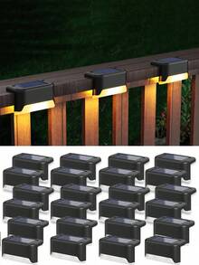 4pcs Outdoor Solar Deck Step Light, IP65 Waterproof Solar Deck Light, Solar Fence Light, Solar Step Lights Led Solar Powered Lights, Used For Outdoor Stairs, Fences, Gardens, Balconies, Yards, Terraces, And Channel Decoration - Warm White LED Light, Thanksgiving Gift