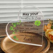 Centru de masă, decor unic de birou în stil boho - placă acrilică în formă de inimă cu citat inspirator, ideală pentru decorul biroului, dormitorului și camerei de zi. De asemenea, un cadou minunat pentru femei, surori, colege de ziua de naștere, Ziua Mamei, Crăciun. Această piesă poate adăuga o notă de farmec oricărei camere. - Multicolor - Vizualizare 6