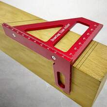 1pc Aluminum Alloy Red Miter Triangle Ruler 45°/90° Woodworking Square Protractor - 3D Multi Angle Layout Measuring Tools