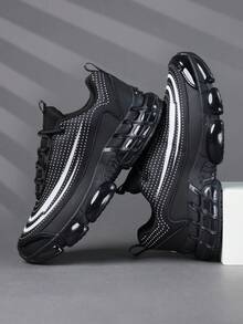 Men's Low-Top Sneakers, Casual Running Shoes, Jogging Shoes, Men's Walking Shoes, Fashionable Gradient Red Footwear, Tennis Shoes, Streetwear - Black and White - View 5