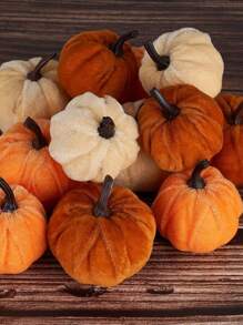 6 Pieces Pumpkin Decorations Faux Velvet Foam Fabric Pumpkin Decorations, Faux Fall Table Decorations For Fall Home Farmhouse Harvest Thanksgiving Decorations, Assorted Faux Small Country Harvest Decorations Pumpkin Velvet Fabric Pumpkin Foam Pumpkins, Rust Orange, For Fall Home Farmhouse Harvest Thanksgiving Decorations, Table Centerpieces, Halloween Decorations