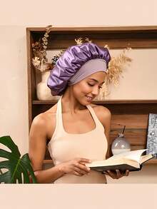 Silk Sleeping Cap, Satin Hair Cap, Soft Elastic Belt Silk Sleeping Cap, Curly Silk Hair Band, Adjustable Silk Sleeping Cap, Suitable For Curly Hair/Natural Hair, Waterproof Shower And Sleep Hair Care, Suitable For Home Bathroom Decoration And Sleep