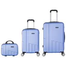 Set Of 3 Travel Suitcases: Lightweight ABS Shell, Number Lock, 4 360° Spinner Wheels, Aluminum Telescopic Handle. Trolley Suitcase Set, Cabin Luggage, Hand Luggage 2688. - 2688-LILA AZULADO - 查看 2