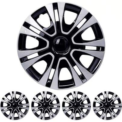 4Pcs 15 Inch Silver Wheel Covers  Full Hub Caps ABS Plastic Rim Protector Replacement For R15 Steel Wheels Car Exterior Accessories HIVE