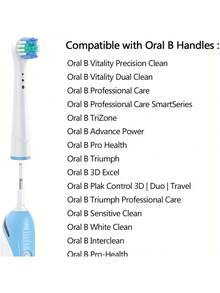 Electric Toothbrush Replacement Brush Heads, Compatible With Oral-B , Classic Precise Cleaning Replacement Brush Heads, Effective Cleaning And Plaque Removal - White - View 9