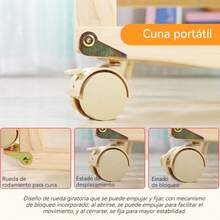 Cuna Colecho Bebé Madera Mecedora Con Ruedas Y Mosquitero - Amarillo - Ver 9