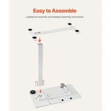 Mesa de cama, mesa auxiliar móvil con escritorio abatible y 4 ruedas ocultas, escritorio para portátil con ruedas y altura y ángulo ajustables con portavasos, escritorio portátil para cama, hogar, oficina y estudio, color blanco - Blanco - Ver 7