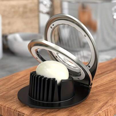 2-In-1 Egg Slicer, Suitable For Hard Boiled Eggs Egg Slicer, Heavy Duty Egg Cutter For Eggs, Strawberries, Mushrooms & Soft Fruits, With Slicing And Dividing Functions, Stainless Steel Wire